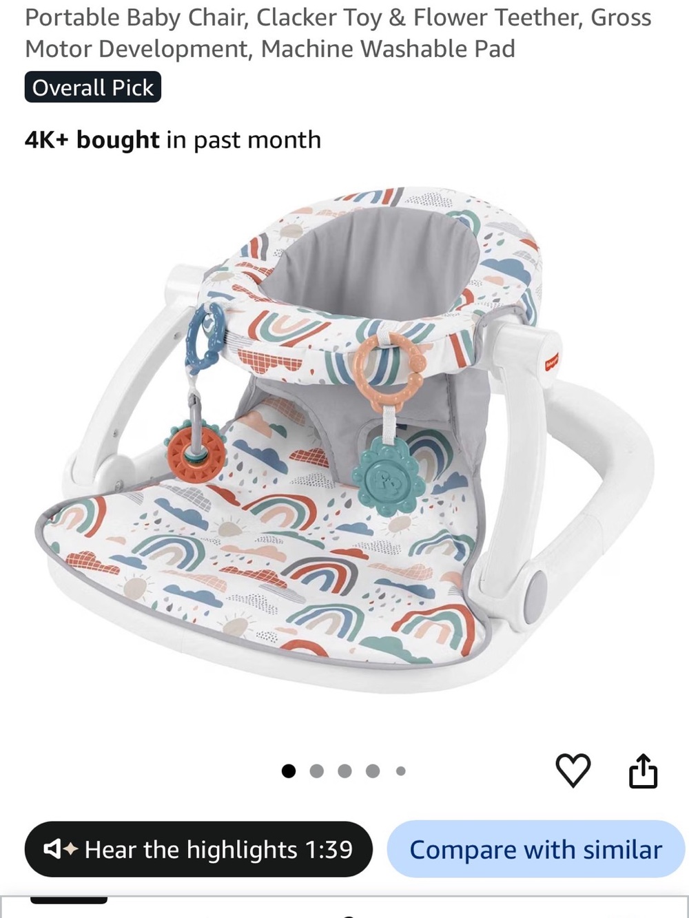 Fisher-PriceSit-Me-Up Floor Seat, Rainbow Showers